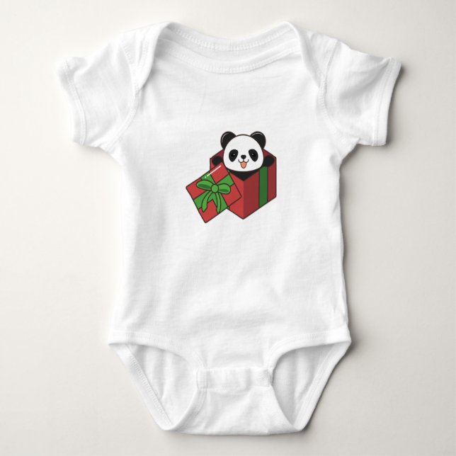 Body Para Bebê Panda no aniversário do Presente (Frente)