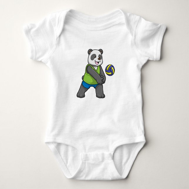 Body Para Bebê Panda no Esporte com Voleibol (Frente)