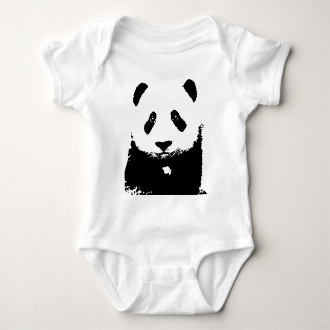Body Para Bebê Panda Preta e Branca (Frente)