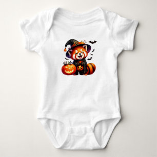 Body Para Bebê Panda Vermelha Bonita do Halloween
