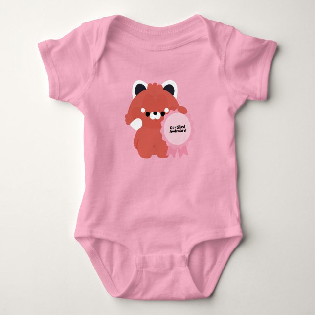 Body Para Bebê Panda Vermelho Desajeitado Certificado (Frente)