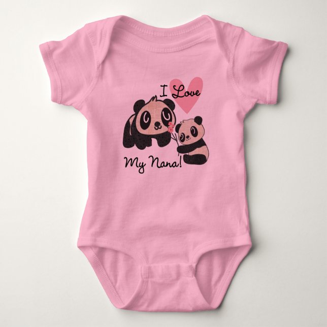 Body Para Bebê Pandas I Love My Nana (Frente)