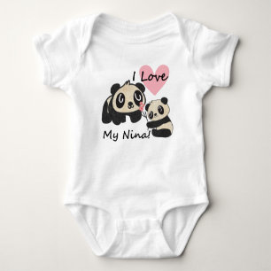 Body Para Bebê Pandas I Love My Nina Baby Bodysuit