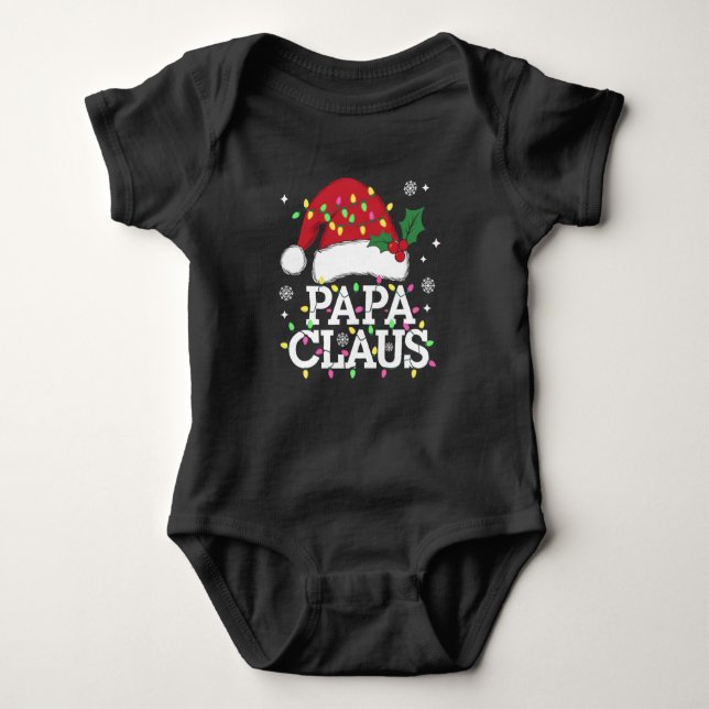 Body Para Bebê Papa Claus Natal Luzes Pajama Correspondência Fami (Frente)