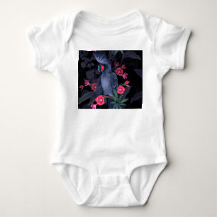 Body Para Bebê Papagaio Negro Floral Exótico: Natureza Tropical