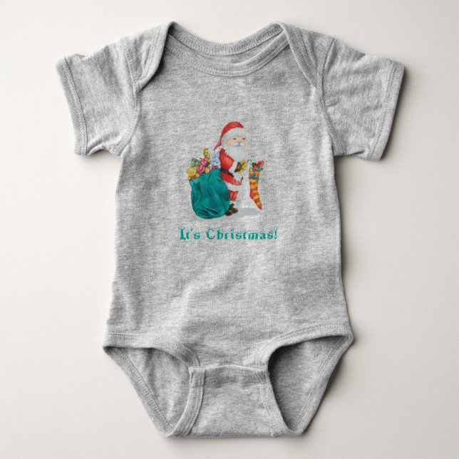 Body Para Bebê papai noel bonito com o bebê do Natal dos (Frente)