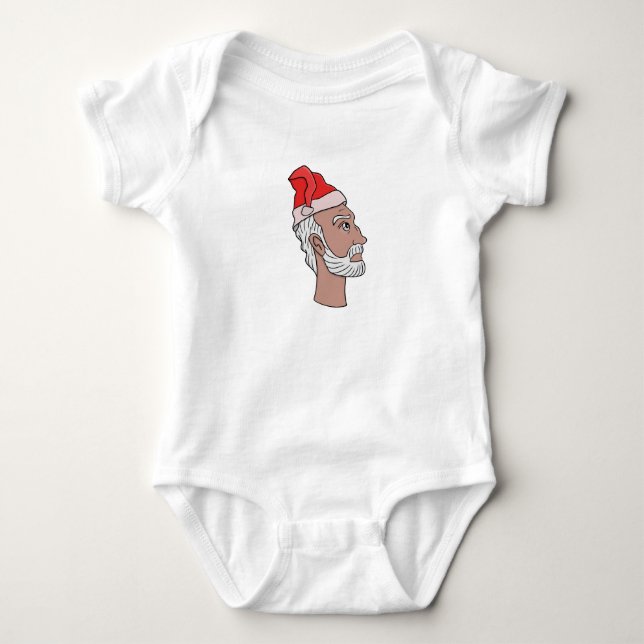 Body Para Bebê Papai Noel está olhando (Frente)