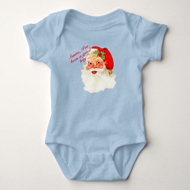 Body Para Bebê Papai Noel eu fui bonzinho Personalize Bebê de Nat (Frente)