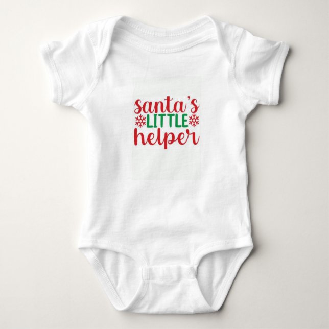Body Para Bebê "Papai noel Helper" com um bebê fofo (Frente)