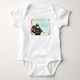 Body Para Bebê Papai Noel Militar Divertido/Natal