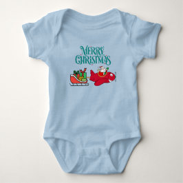 Body Para Bebê Papai Noel Voando Avião, Trenó & presentes, Natal