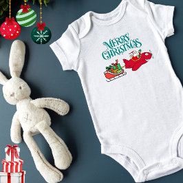 Body Para Bebê Papai Noel Voando Avião, Trenó & presentes, Natal