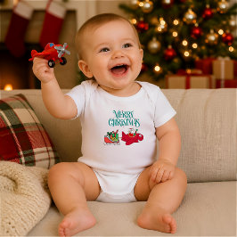 Body Para Bebê Papai Noel Voando Avião, Trenó & presentes, Natal