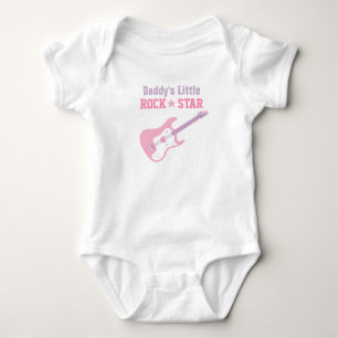 Body Para Bebê Papai Pequena Estrela do Rock Guitarra Rosa Para B