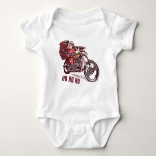 Body Para Bebê Papais noeis Biker Figurino de Natal para Convite 