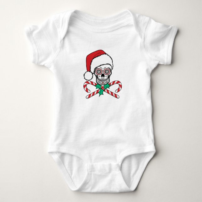 Body Para Bebê Papais noeis de crânio de açúcar (Frente)