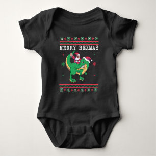 Body Para Bebê Papais noeis de dinossauro T-Rex Doce de Natal Fei