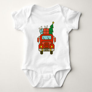 Body Para Bebê Papais noeis de frente de caminhão Feliz Natal