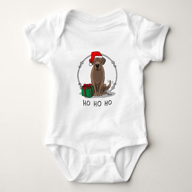 Body Para Bebê Papais noeis de Natal Chocolate Labrador - Cubra p (Frente)