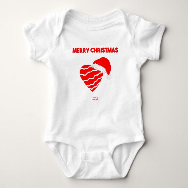 Body Para Bebê Papais noeis de Natal Heart Baby Jersey Bodyfit (Frente)