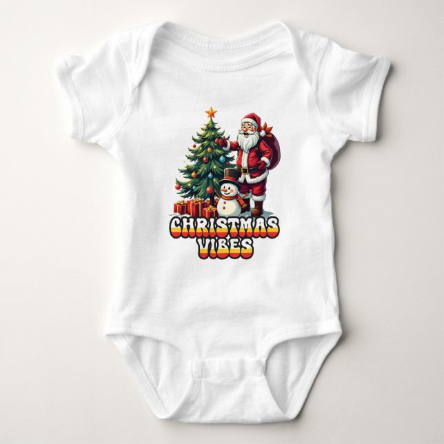 Body Para Bebê Papais noeis de Natal Jolly Vibes (Frente)