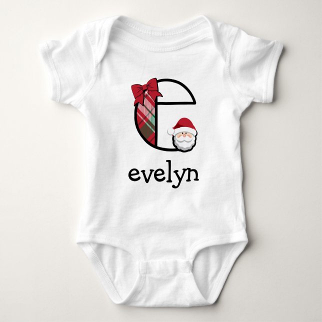 Body Para Bebê Papais noeis de Xadrez de Natal biquíni (Frente)