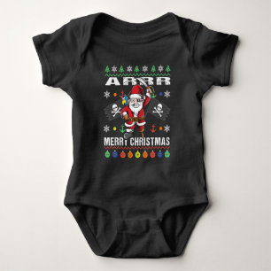 Body Para Bebê Papais noeis Piratas Tacky Xmas Sweater Ar Feliz N