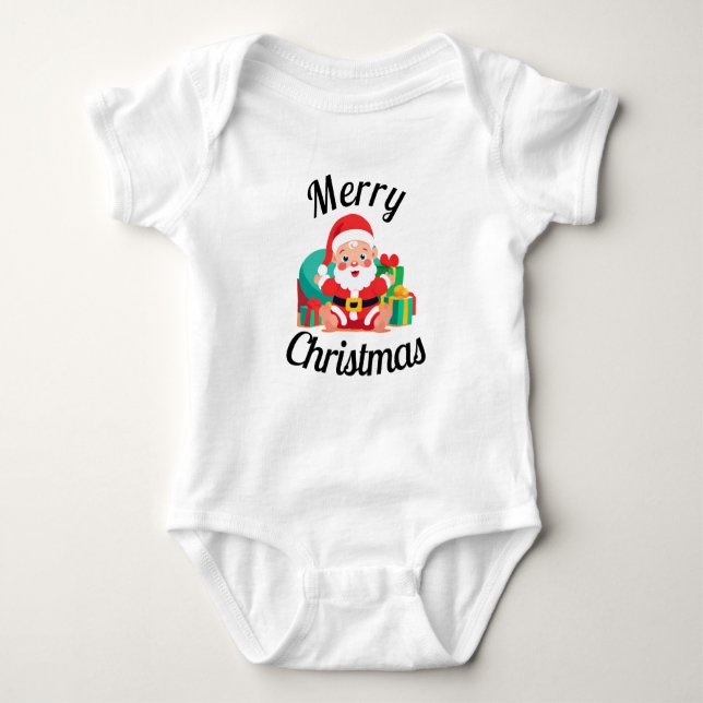 Body Para Bebê Papais noeis Reproduzindo Feliz Natal Uma Peça De  (Frente)