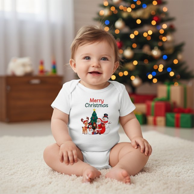 Body Para Bebê Papais noeis Snowman E Reindeer Feliz Natal Festiv (Criador carregado)