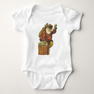 Body Para Bebê Papais noeis Vintage descendo a chaminé