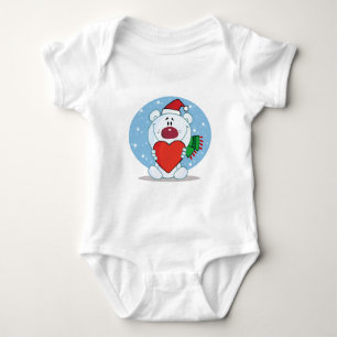 Body Para Bebê Papais noeis White Bear com Coração