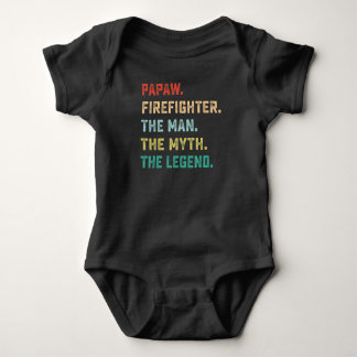 Body Para Bebê PAPAW FIREFIGHTER The Man Myth Legend Papa t-shirt
