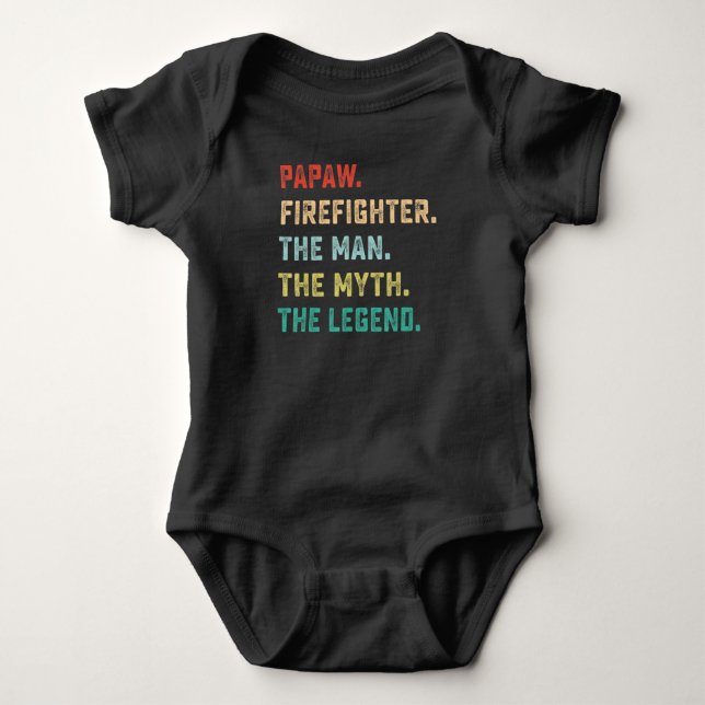 Body Para Bebê PAPAW FIREFIGHTER The Man Myth Legend Papa t-shirt (Frente)