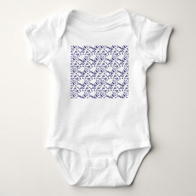 Body Para Bebê Papel de embrulho azul e branco com um gráfico (Frente)
