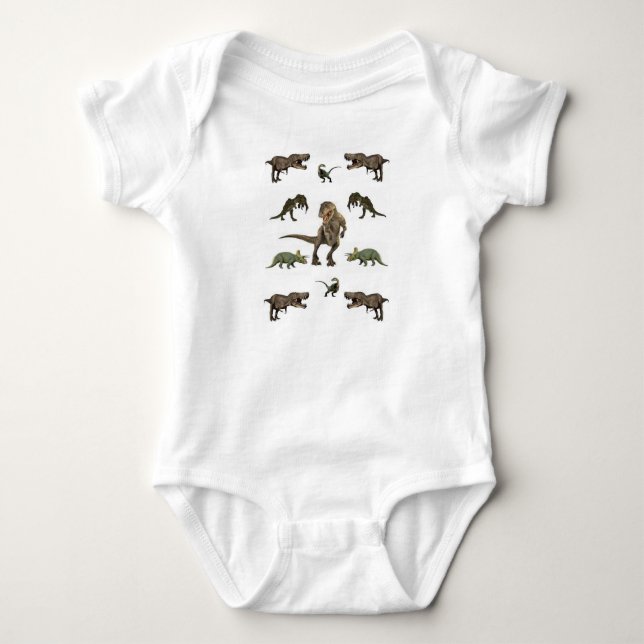 Body Para Bebê Papel de enrolamento do dinossauro (Frente)