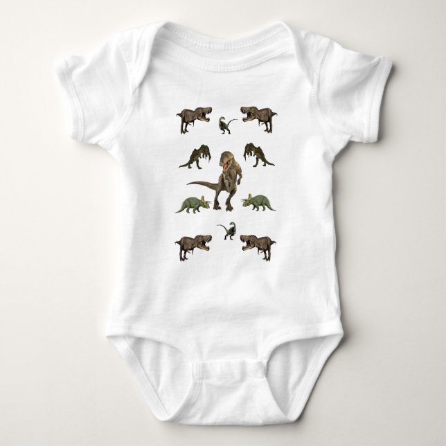Body Para Bebê Papel de enrolamento do dinossauro (Frente)