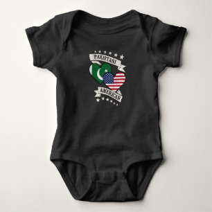 Body Para Bebê Paquistão - Estados Unidos Flags do Coração