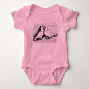 Body Para Bebê Par Branco de Pombos de Dragoa