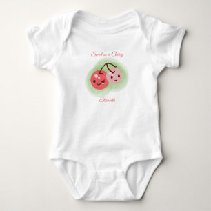 Body Para Bebê Par rosa-rosa personalizado de cerejas