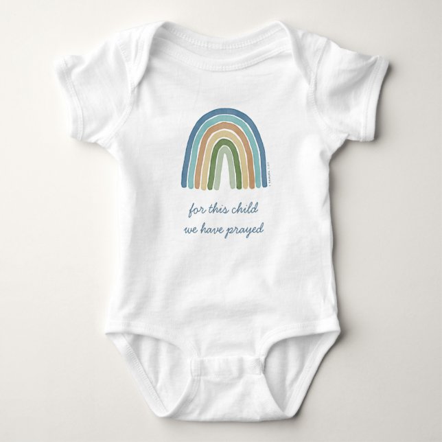 Body Para Bebê Para Esta Criança Rezamos Boho Rainbow Blue (Frente)