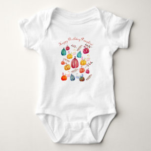 Body Para Bebê Parabéns Colorida Art Pumpkins T-shirt