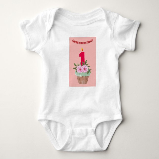 Body Para Bebê Parabéns de 1 ano, design (Frente)
