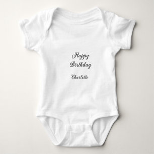 Body Para Bebê Parabéns fundo azul nome elegante sofisticado