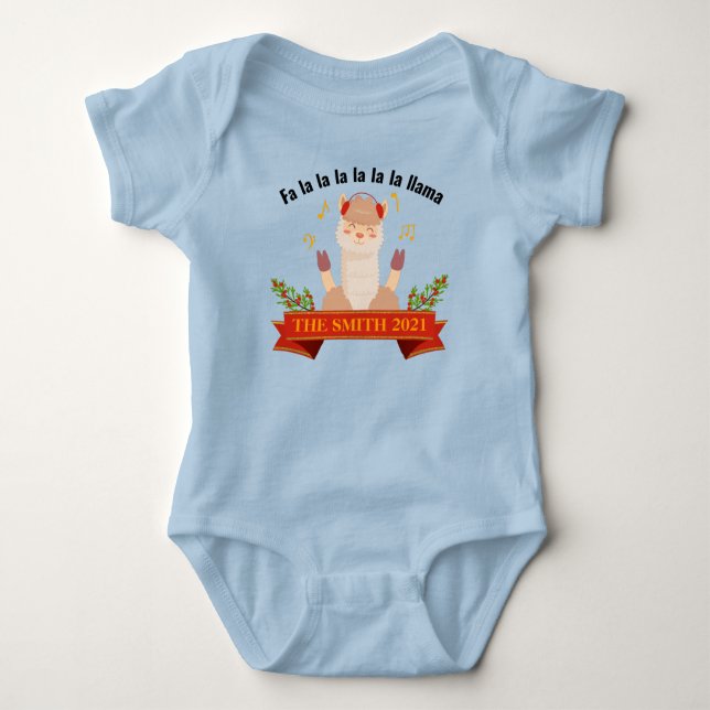 Body Para Bebê Parabéns Personalizado Llama Família Matching Bebê (Frente)