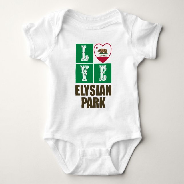 Body Para Bebê Parque Elysian, Bandeira do Estado da Califórnia (Frente)