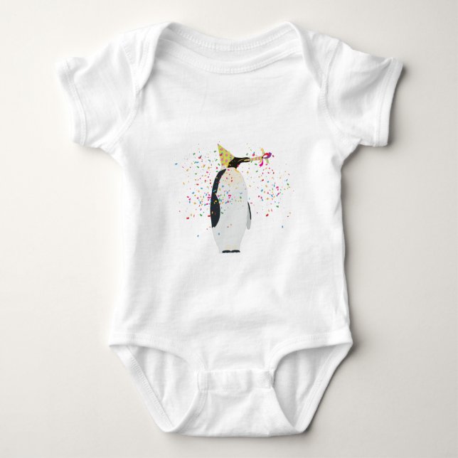 Body Para Bebê Partida de pinguins - Animais com festa (Frente)