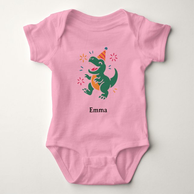 Body Para Bebê Party Dino Roar – Cute Birthday T-Shirt Design for (Frente)
