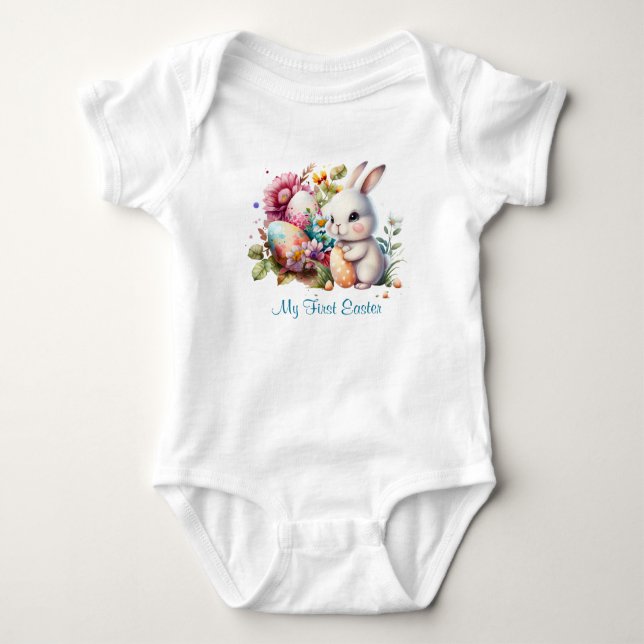 Body Para Bebê Páscoa aquática Adorável Coelhinho de Bebê (Frente)