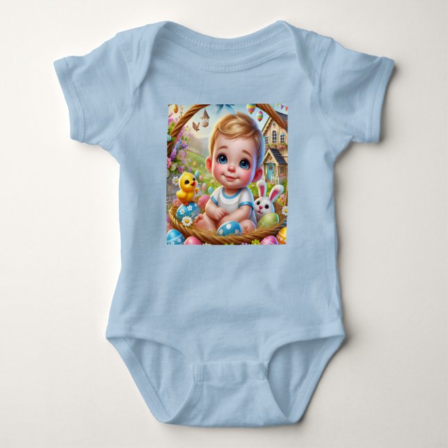 Body Para Bebê PÁSCOA BABY BOY Bunny e Pintinho ~ (Frente)