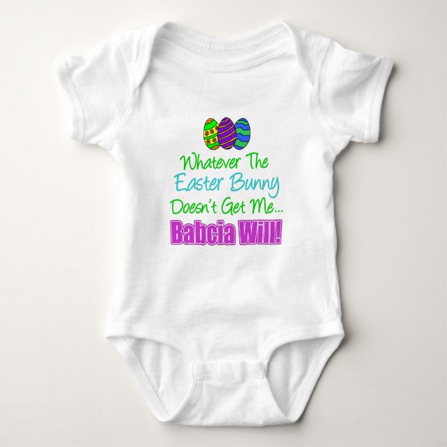 Body Para Bebê Páscoa Bunny Babcia Will (Frente)